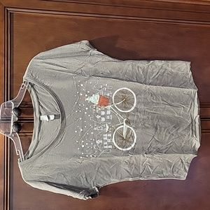 Next Level Winter Christmas Bicycle print T Shirt Size Small